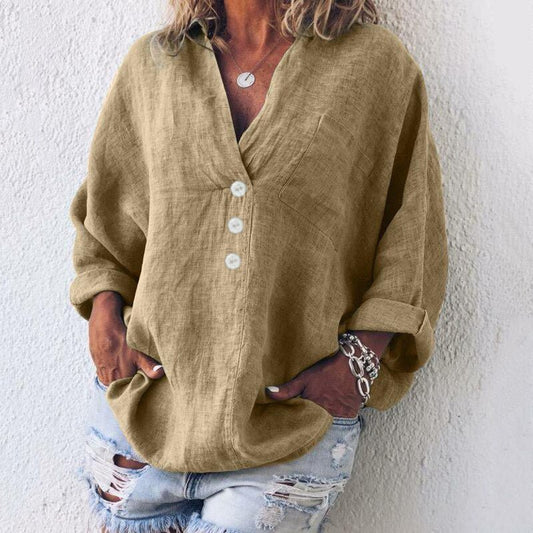 Leinenbluse knopfleiste elegant Damen Sommerhemd