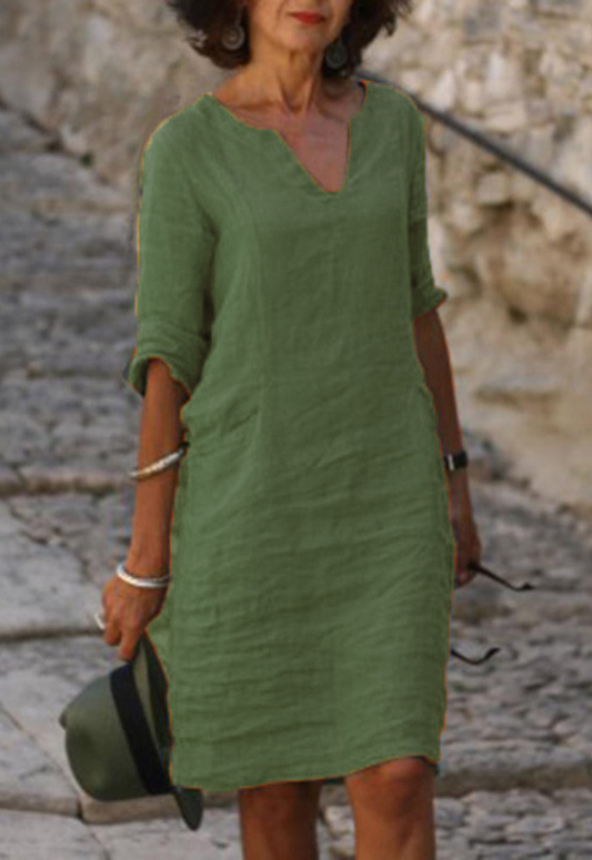 Sommerkleid Damen elegant luftig knielanges Etuikleid