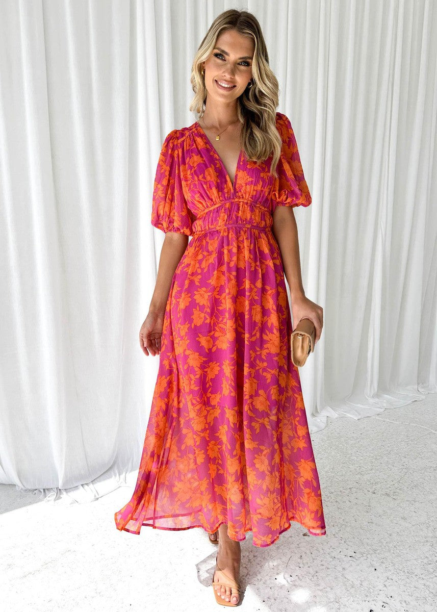 Sommerkleid Damen elegant Blumendruck leichte Strandkleider