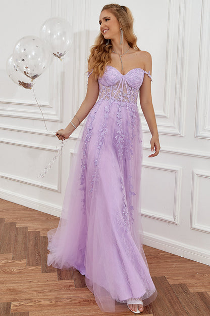 Kleider Damen Festlich Maxikleid Lila