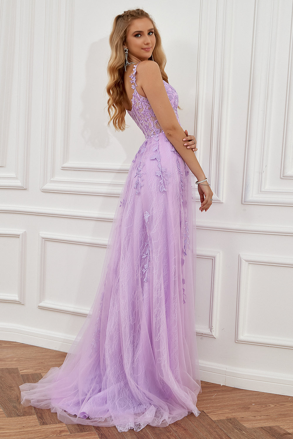 Kleider Damen Festlich Maxikleid Lila 2