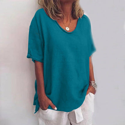 Tunika Damen elegant V-Ausschnitt Bluse