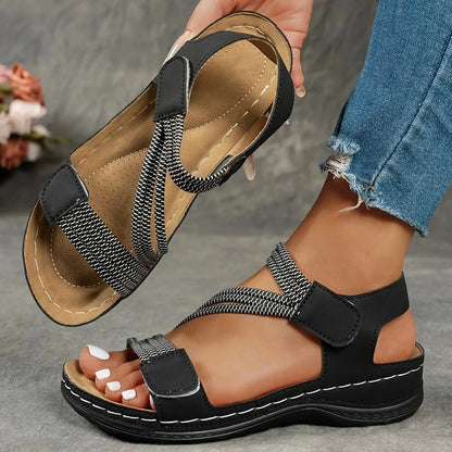 Damen Sandalen bequem offene Zehe stylische Sommerschuhe