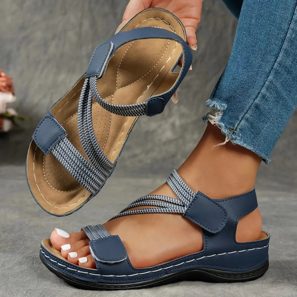 Damen Sandalen bequem offene Zehe stylische Sommerschuhe