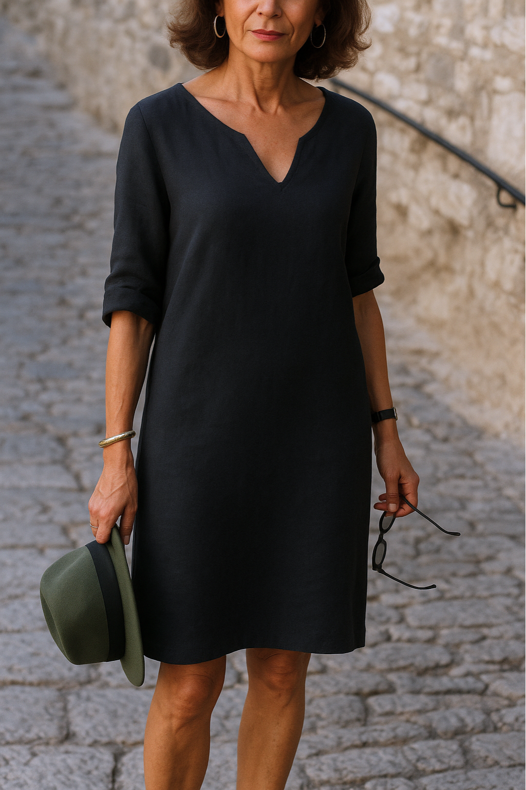 Sommerkleid Damen elegant luftig knielanges Etuikleid