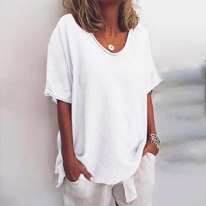 Tunika Damen elegant V-Ausschnitt Bluse