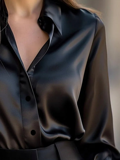 Blusen Damen elegant satin schicke Oberteile