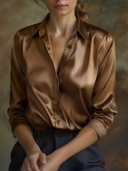 Blusen Damen elegant satin schicke Oberteile