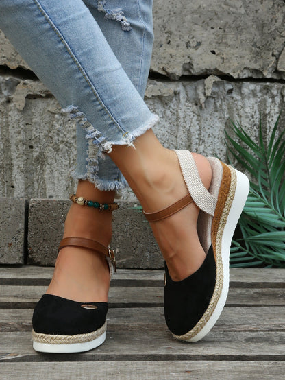 Damen Sandalen bequem Keilabsatz stilvolle Sommerschuhe