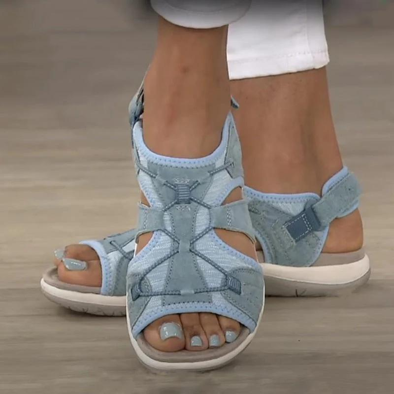 Sandalen Damen flach atmungsaktiv modische Sommerschuhe