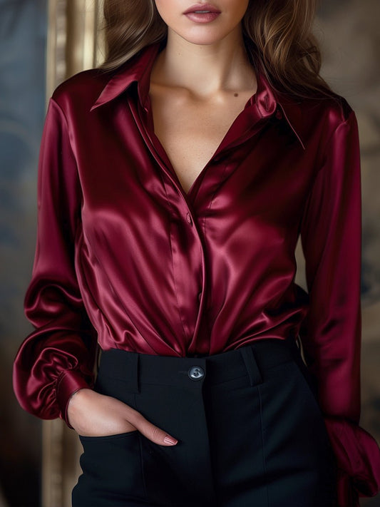Blusen Damen elegant satin schicke Oberteile