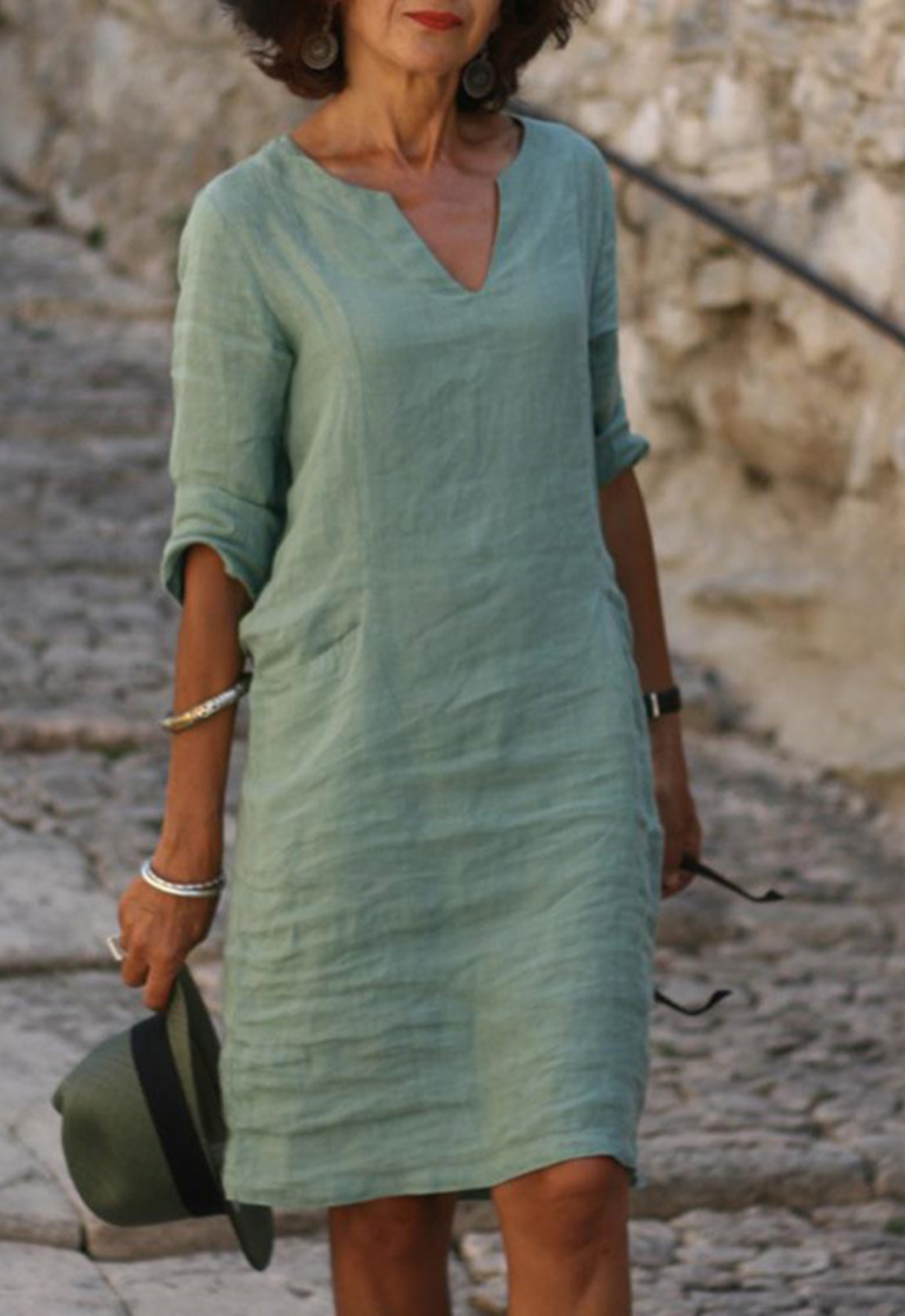 Sommerkleid Damen elegant luftig knielanges Etuikleid