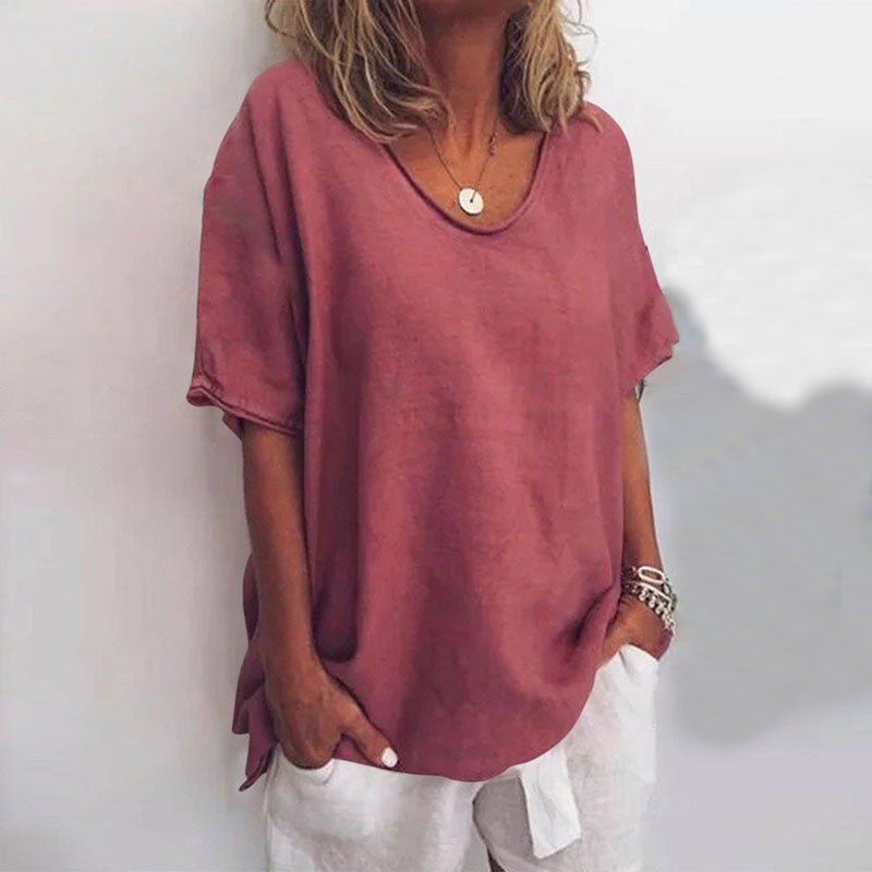 Tunika Damen elegant V-Ausschnitt Bluse