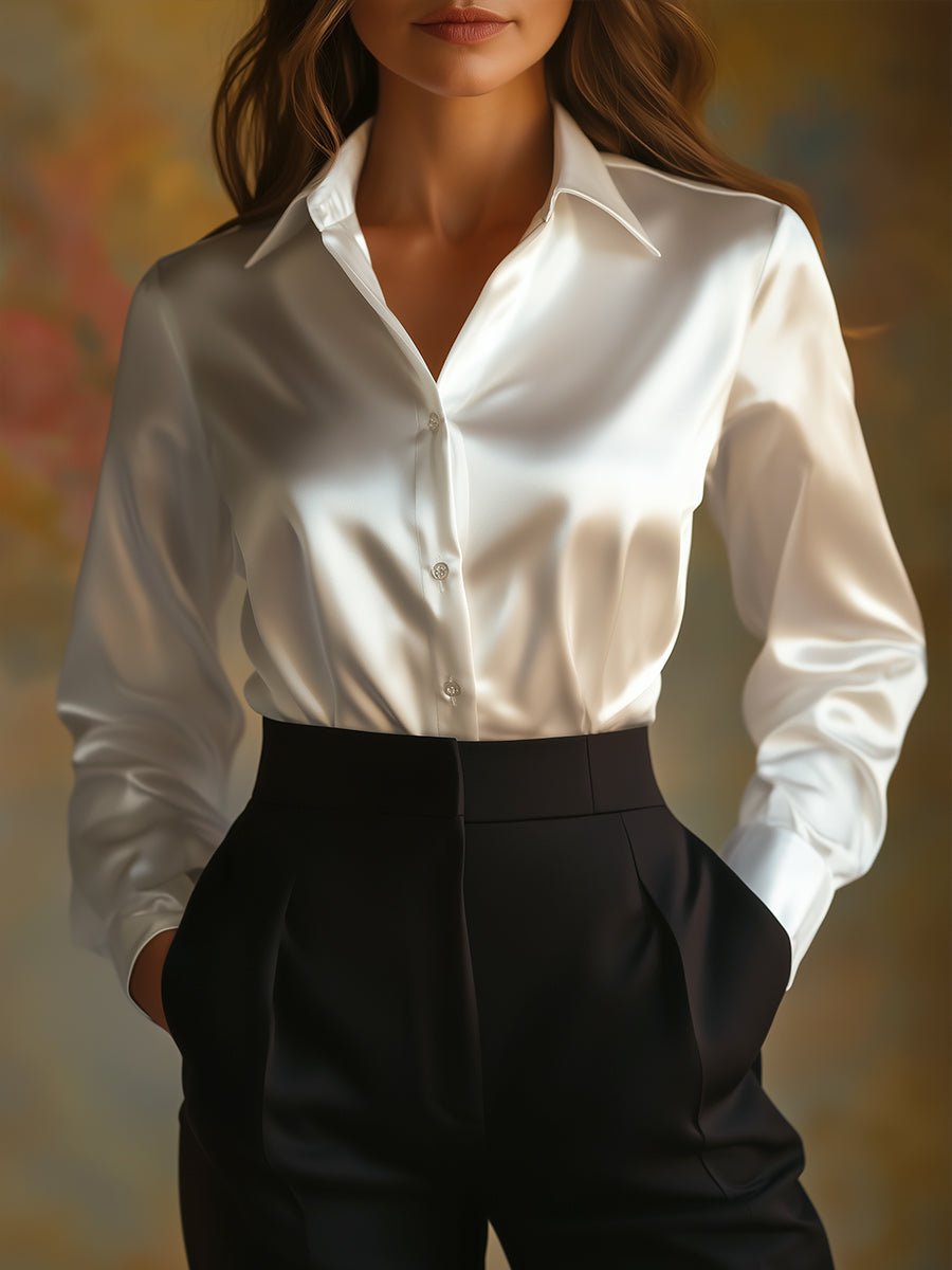 Blusen Damen elegant satin schicke Oberteile