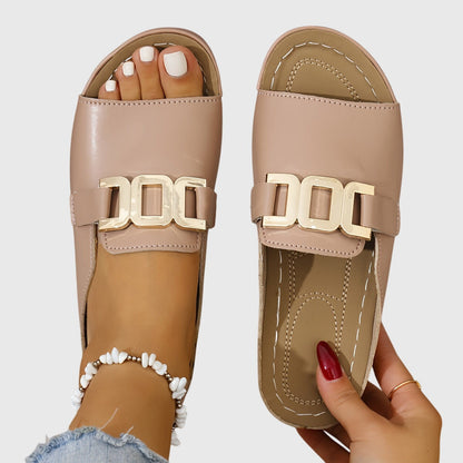 Damen Sandalen flach bequem elegante Sommerschuhe