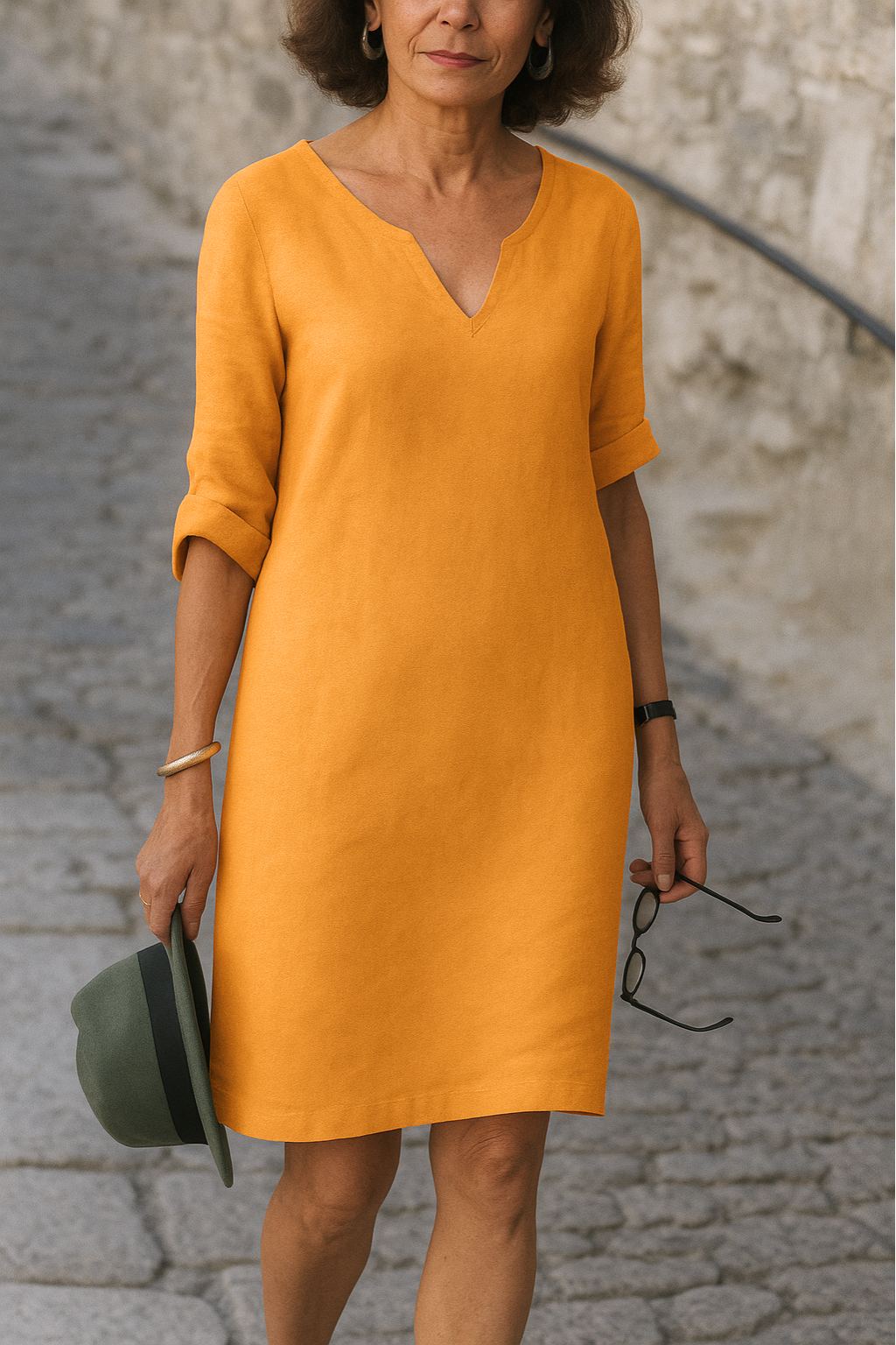 Sommerkleid Damen elegant luftig knielanges Etuikleid