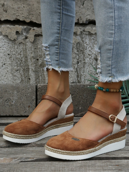 Damen Sandalen bequem Keilabsatz stilvolle Sommerschuhe