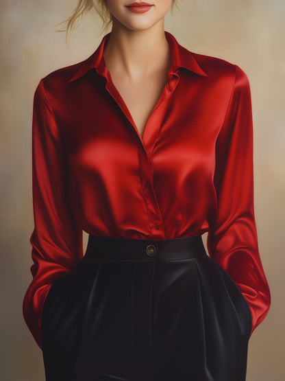Blusen Damen elegant satin schicke Oberteile