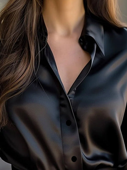 Blusen Damen elegant satin schicke Oberteile
