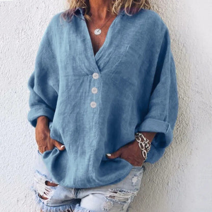Leinenbluse knopfleiste elegant Damen Sommerhemd