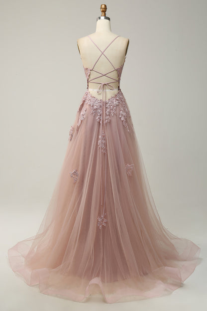 Kleider Damen Festlich Maxikleid Rosa 2