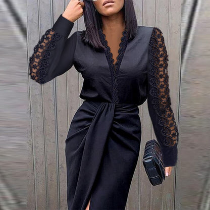 Sommerkleid Damen Langes Kleid mit Schlitz