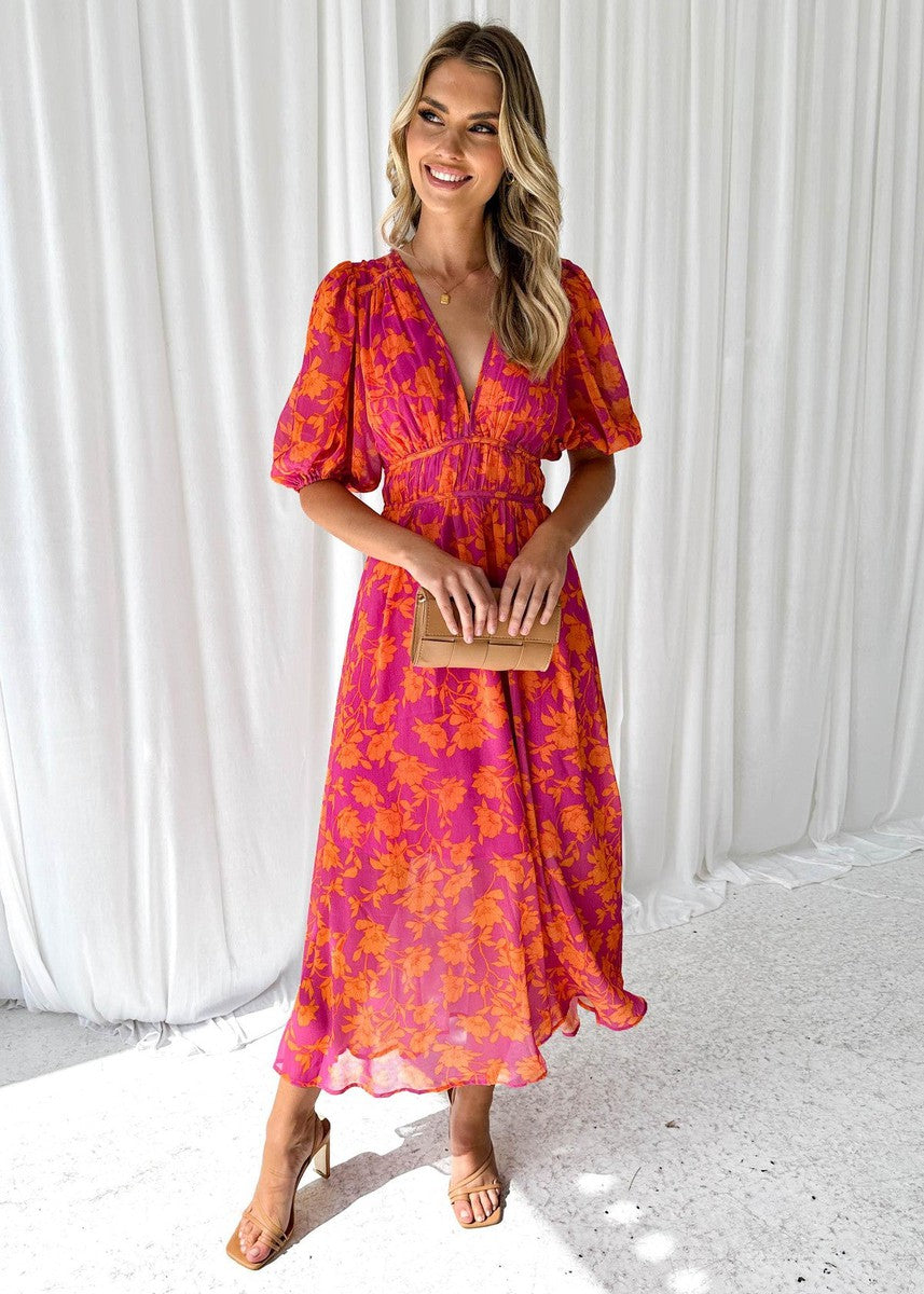 Sommerkleid Damen elegant Blumendruck leichte Strandkleider