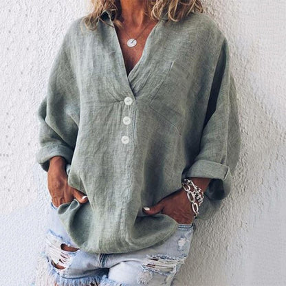 Leinenbluse knopfleiste elegant Damen Sommerhemd