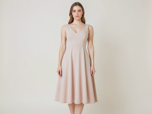 Elegantes Midi-Kleid Damen Frühling A-Linie - Kleidge