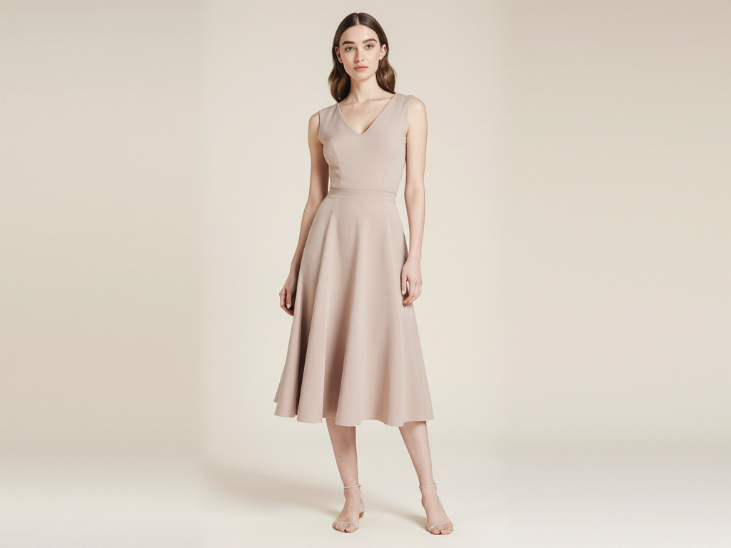 Elegantes Midi-Kleid Damen Frühling A-Linie - Kleidge