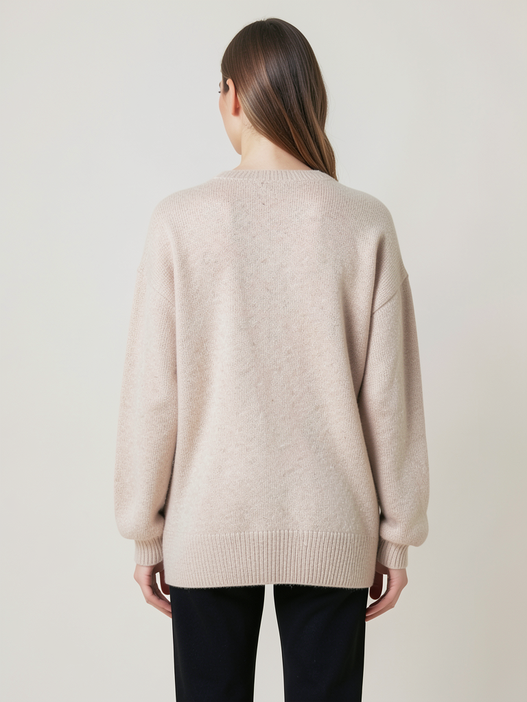 Damen Oversized Strickjacke Beige Baumwolle - Kleidge