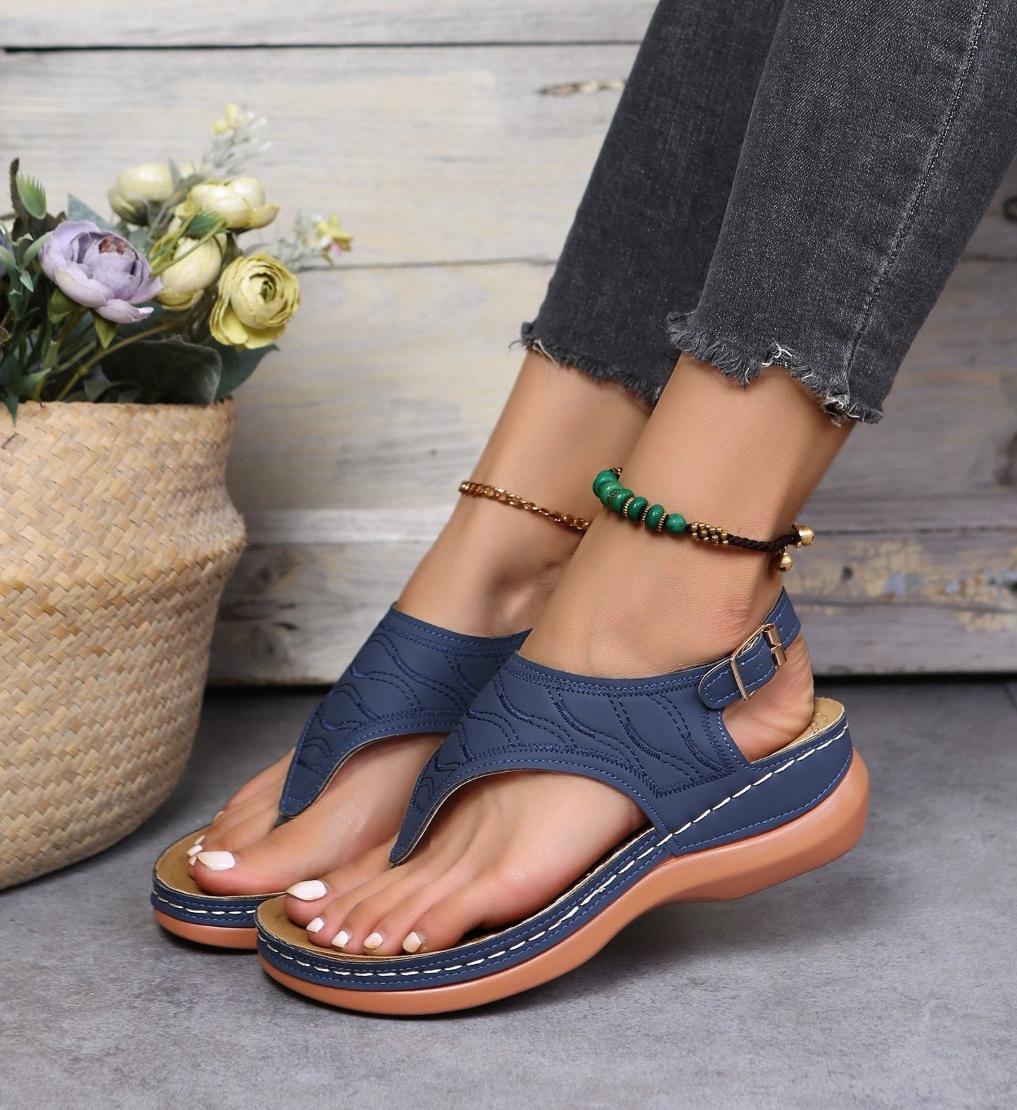 Damen Sandalen bequem Keilabsatz Sommerschuhe Damen