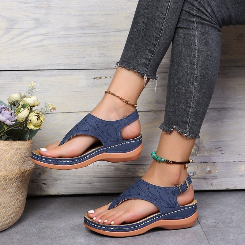 Damen Sandalen bequem Keilabsatz Sommerschuhe Damen