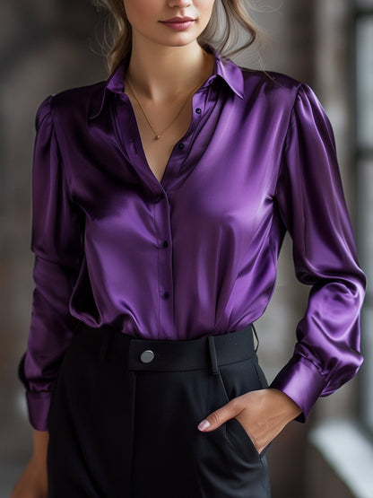 Blusen Damen elegant satin schicke Oberteile