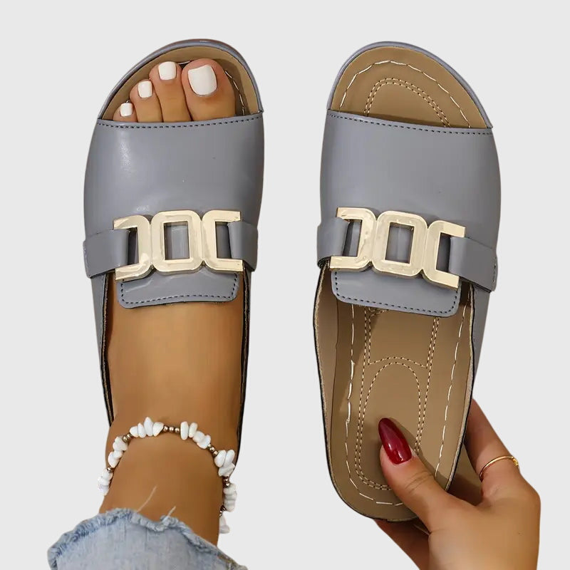 Damen Sandalen flach bequem elegante Sommerschuhe