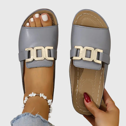 Damen Sandalen flach bequem elegante Sommerschuhe