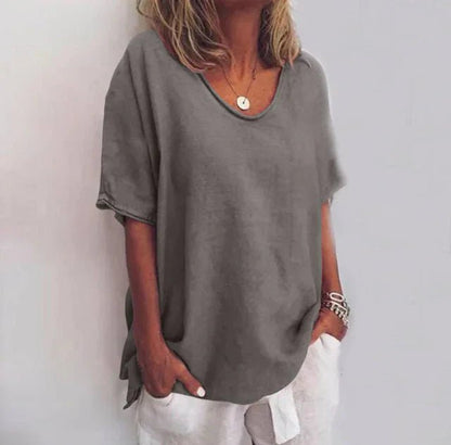 Tunika Damen elegant V-Ausschnitt Bluse