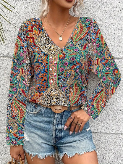 Langarmshirt Damen Mehrfarbig