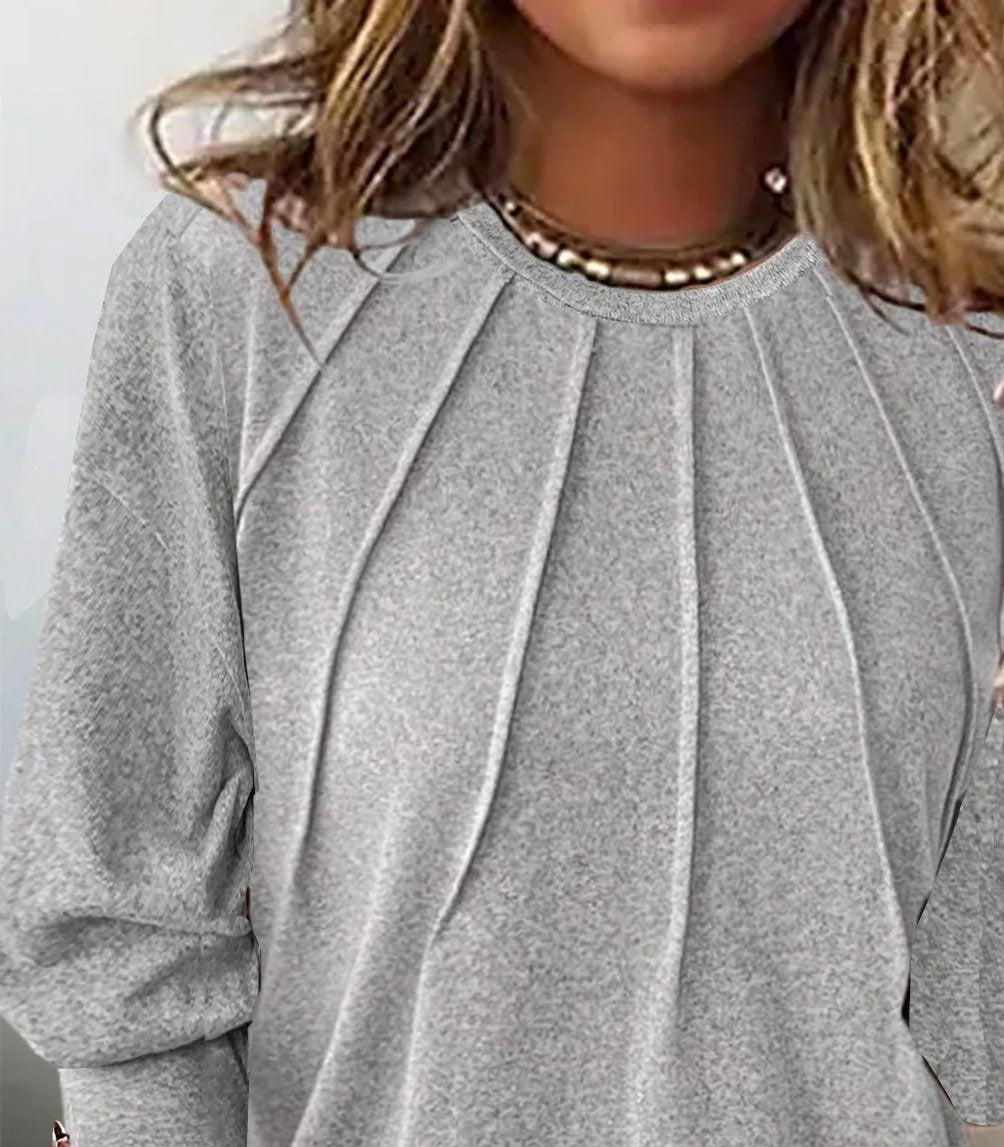 Grau Langarmshirt Damen Detail