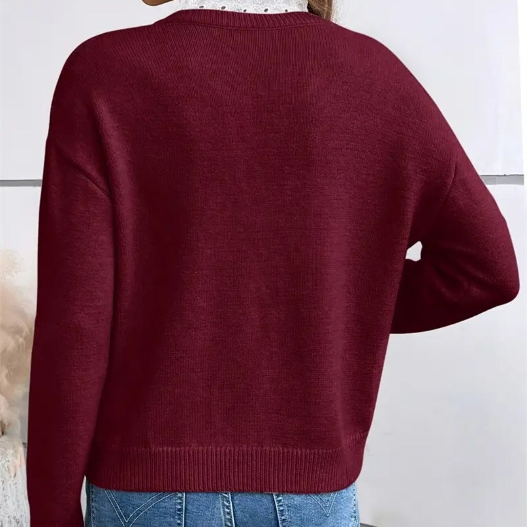Langarmshirt Weinrot Detail
