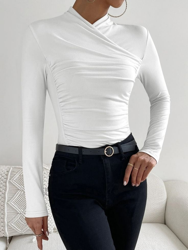 Bluse Weiss Langarm - Blusenshirt Langarm Blusen Damen